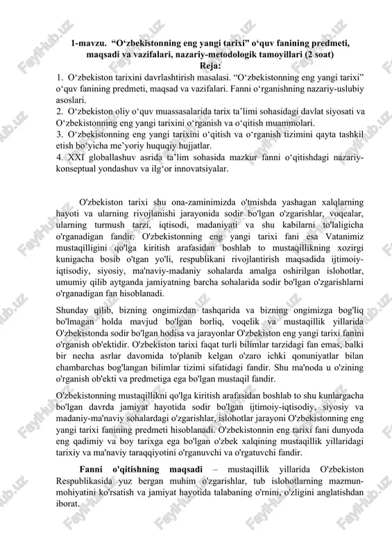 o‘zbekistonning eng yangi tarixi — DOCX