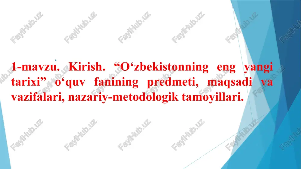 o‘zbekistonning eng yangi tarixi — PPTX