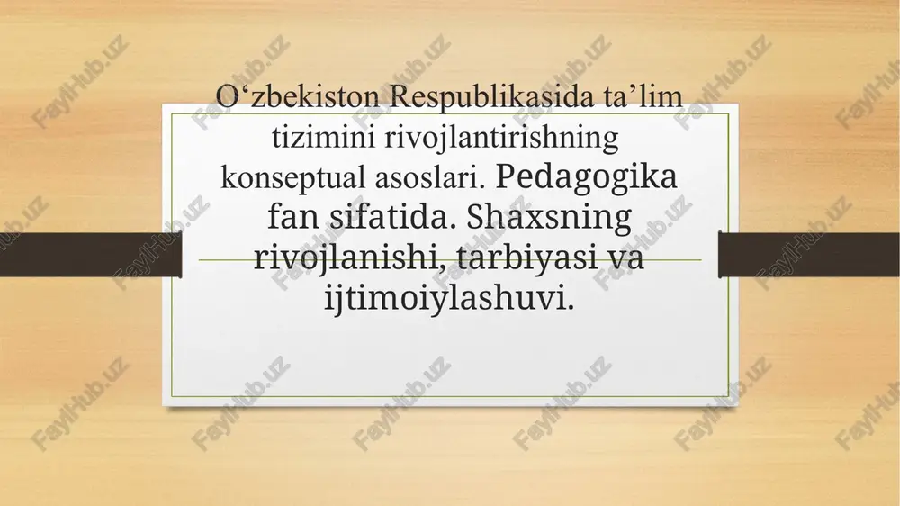 o‘zbekiston respublikasi ta'lim to‘g‘risida qonuni — PPTX