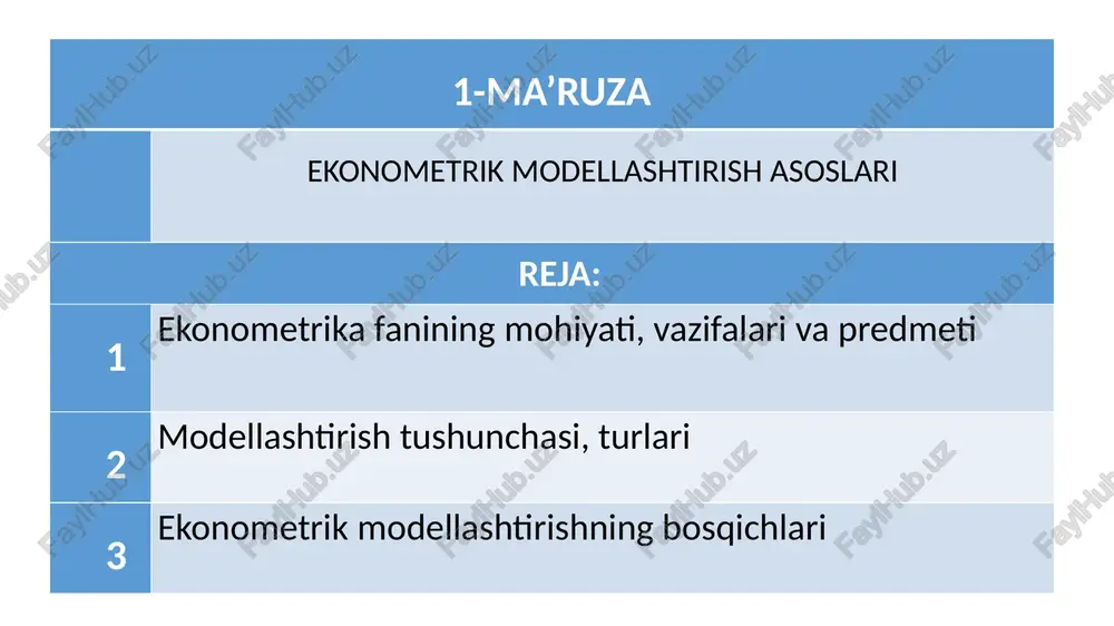 ekonometrik modellashtirish asoslari — PPTX