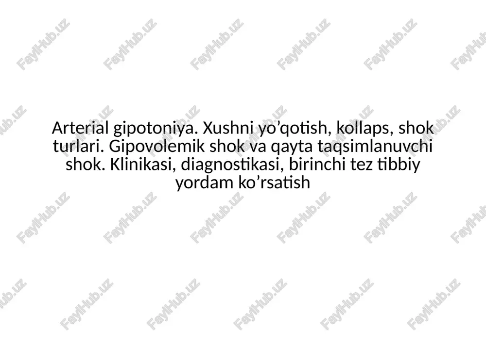 arterial gipotonioya klinik amaliyot — PPTX