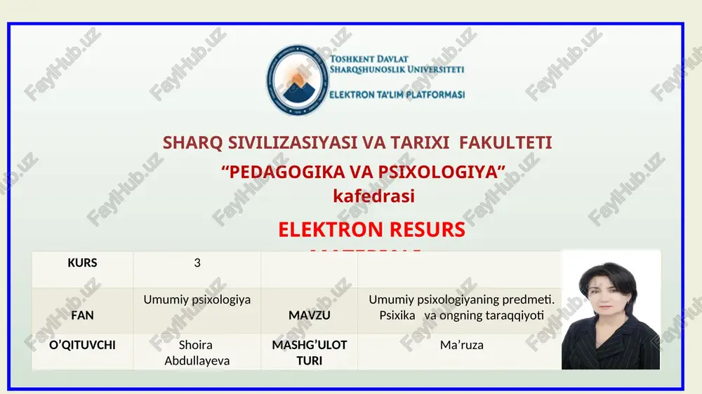 umumiy psixologiya — PPT