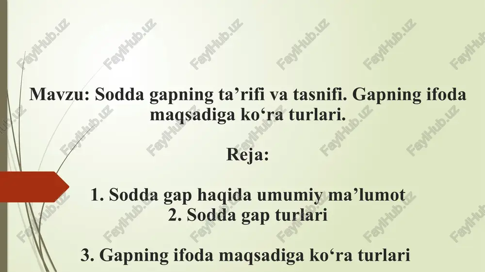sodda gapning ta’rifi va tasnifi — PPTX