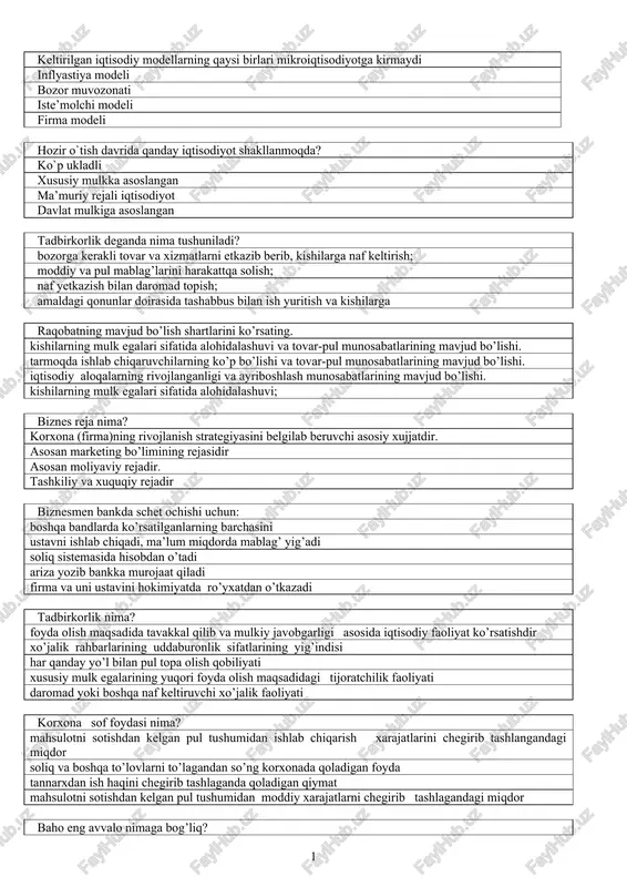 iqtisodiy modellarni tushunish — DOC