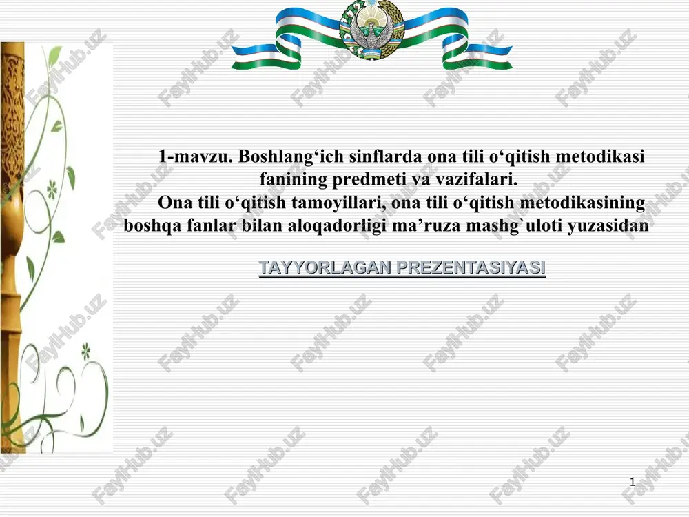 ona tili o‘qitish metodikasi — PPT