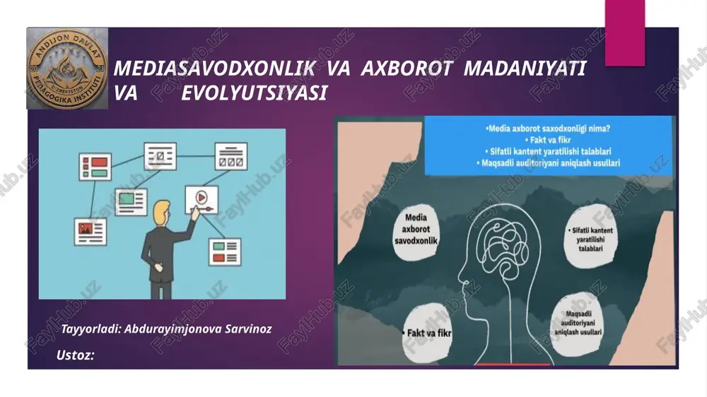 mediasavodxonlik va axborot madaniyati va evolyutsiyasi — PPTX