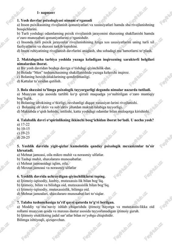 yosh davrlar psixologiyasi — DOCX