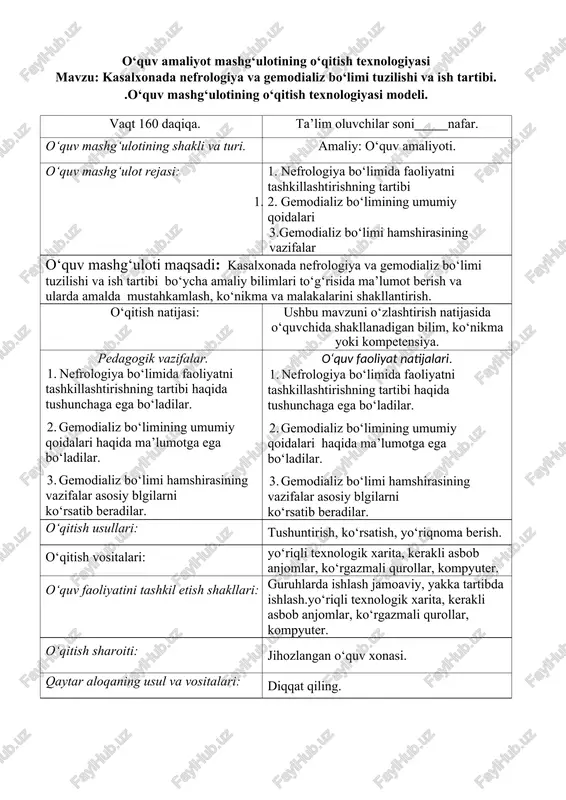 nefrologiya va gemodializ — DOCX
