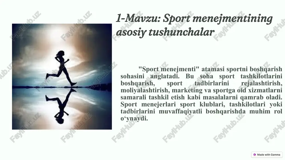 sportmenejmentining asosiy tushunchalar — PPTX