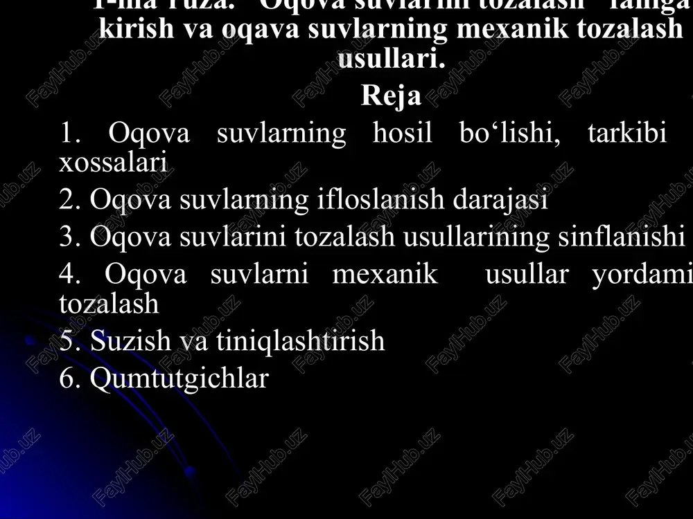 oqova suvlarini tozalash — PPT