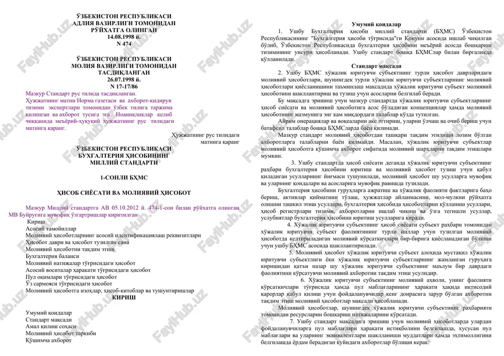 moliyaviy hisobotlarning milliy standarti — DOC