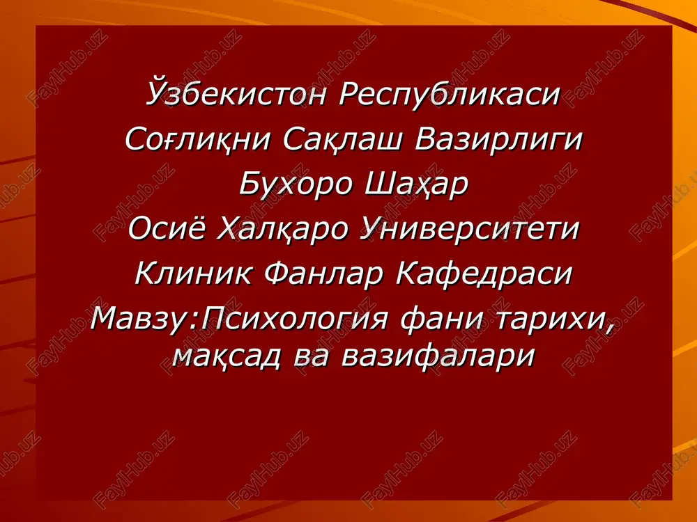 tibbiyot psixologiyasi — PPT