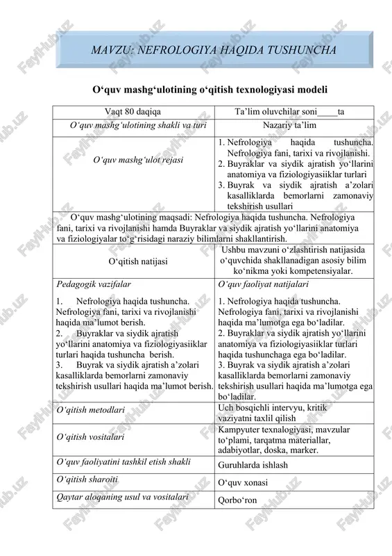 nefrologiya haqida tushuncha — DOCX