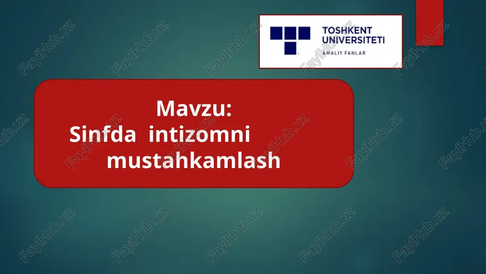 sinfdaintizomnimustahkamlash — PPTX