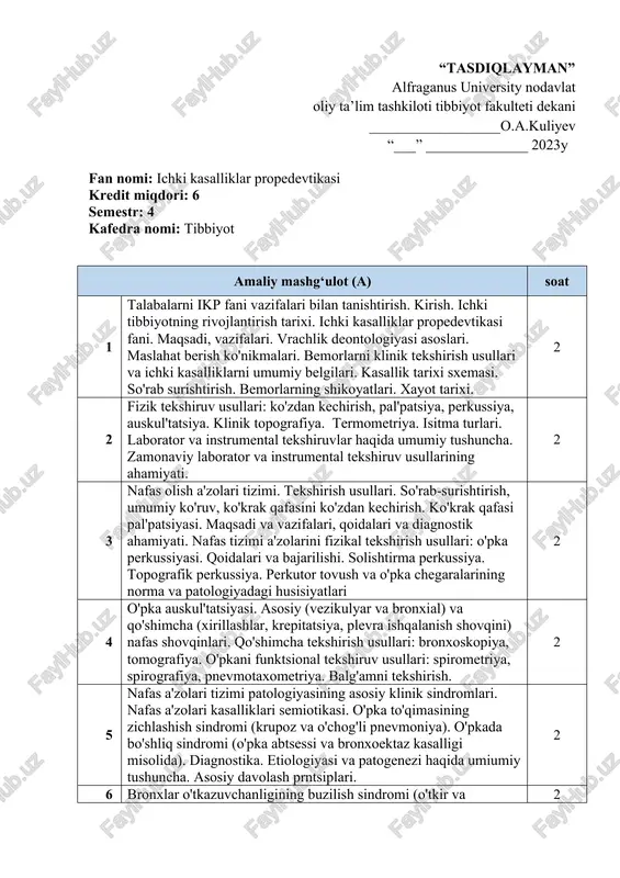 ichki kasalliklar propedevtikasi — DOCX