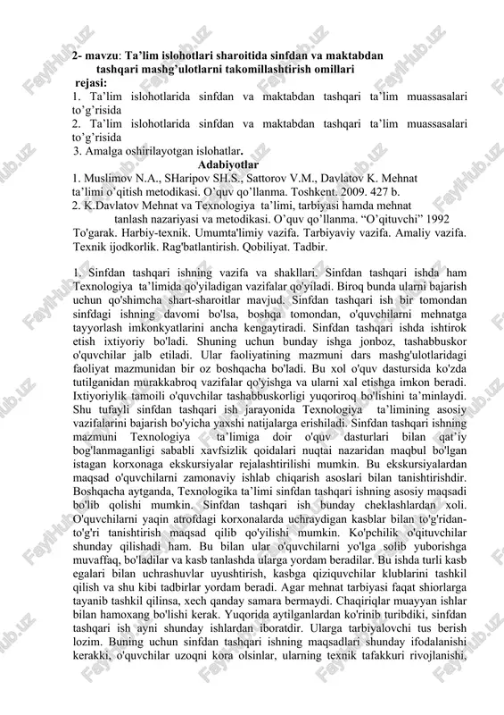 mehnat ta’limi o’qitish metodikasi — DOCX