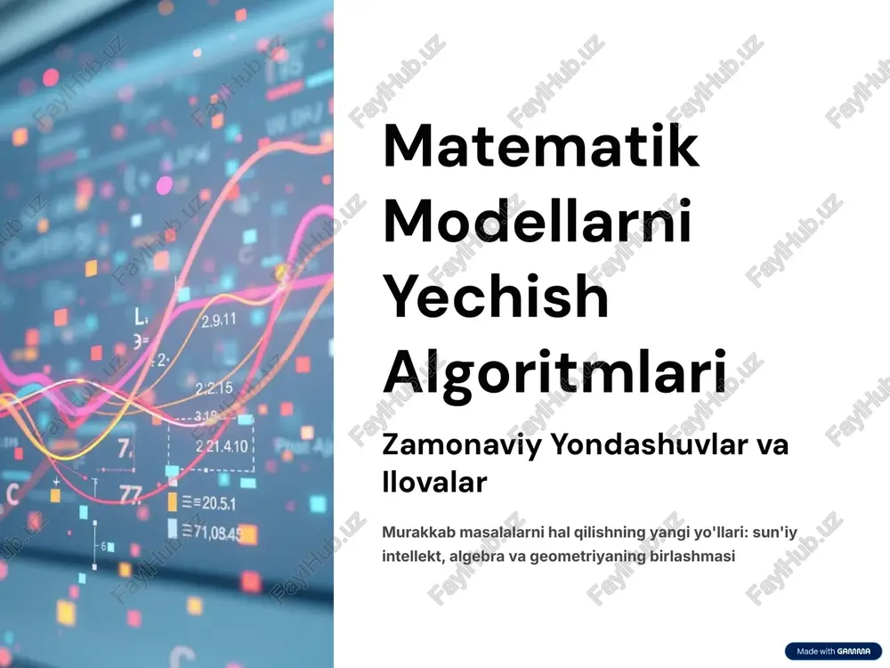 matematik modellarni yechish algoritmlari — PPTX