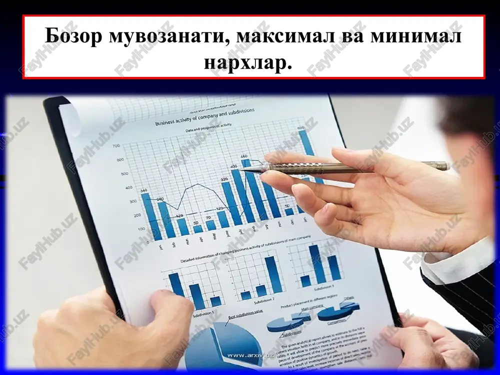 bozor muvozanati, maksimal va minimal narxlar — PPT