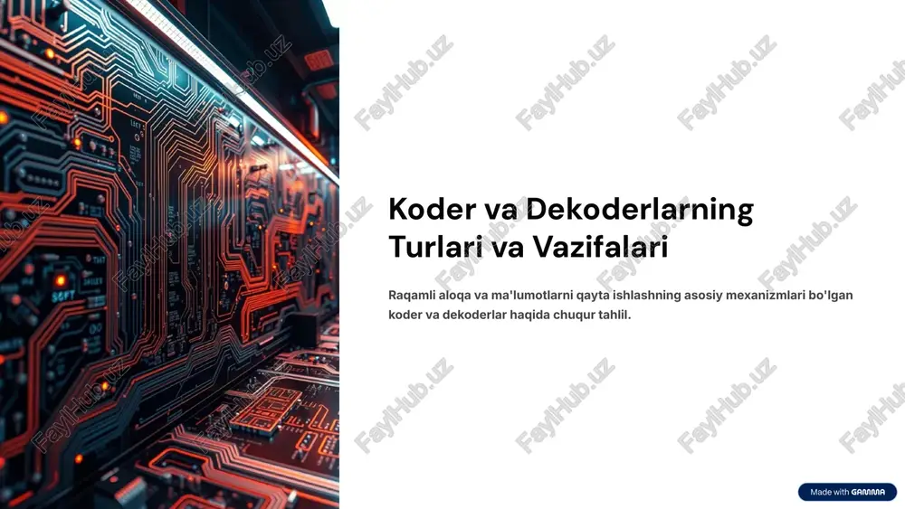 koder va dekoderlarning turlari va vazifalari — PPTX