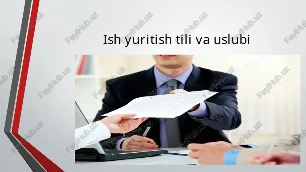 ish yuritish tiliva uslubi — PPTX