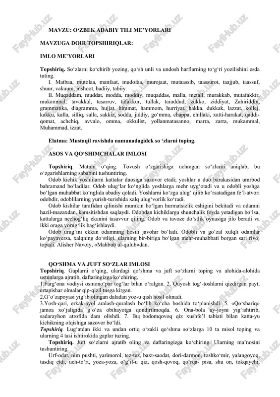 o‘zbek adabiy tili me’yorlari — DOC