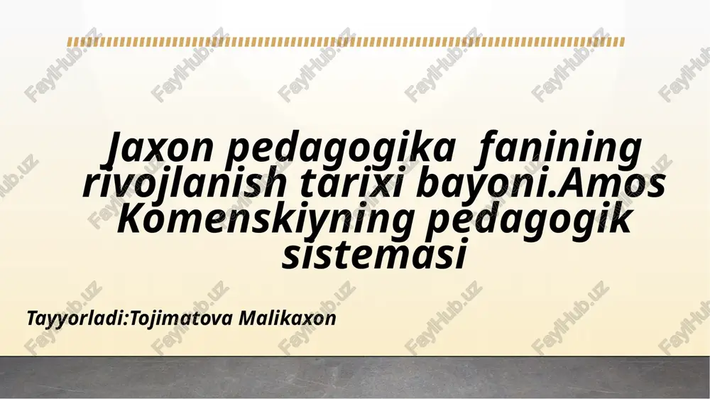 jaxon pedagogika fanining rivojlanish tarixi — PPTX
