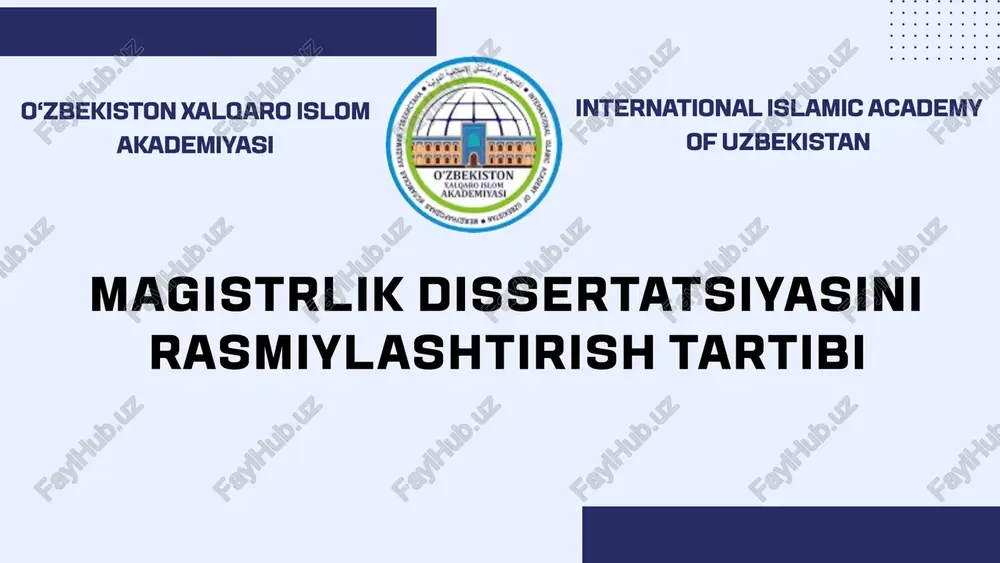 magistrlilk dissertatsiyasini rasmiylashtirish tartibi — PPTX