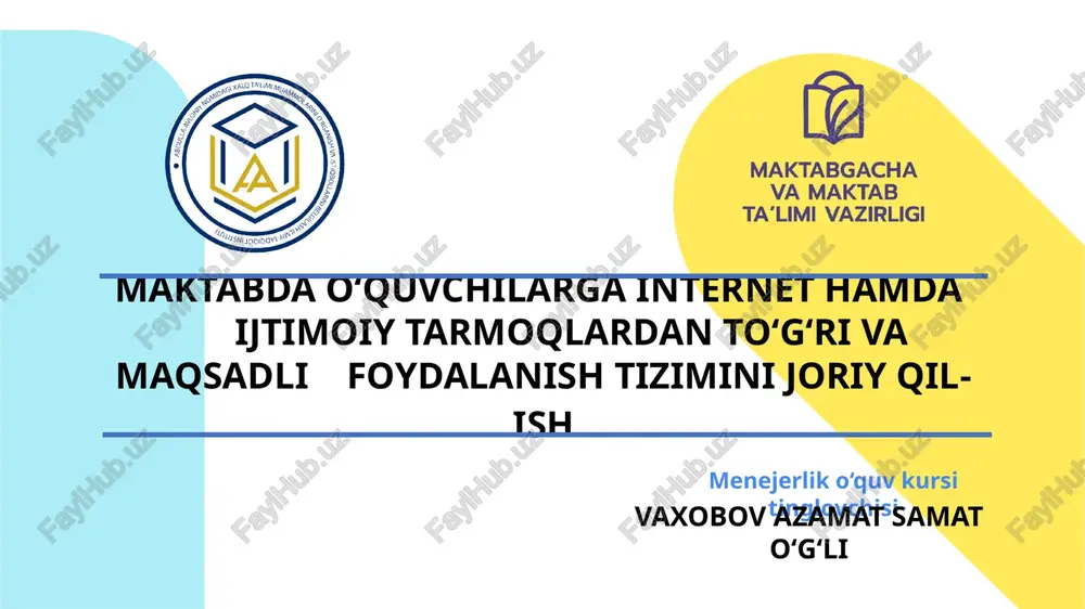 menejerlik o‘quv kursi tinglovchisi — PPTX