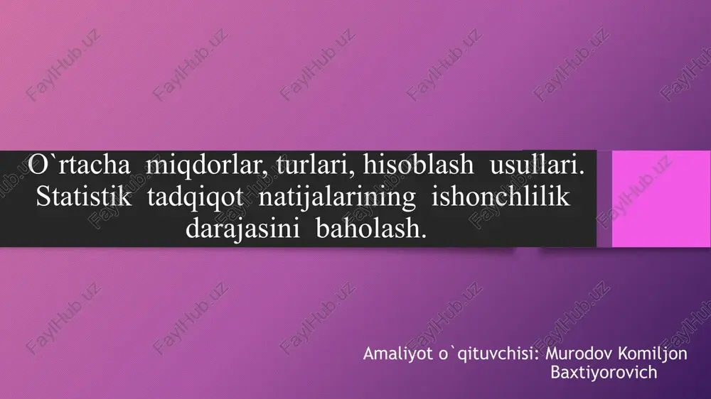 o`rtachamiqdorlar — PPTX