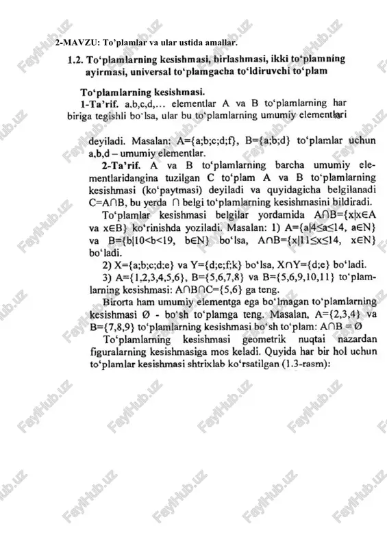to’plamlar va ular ustida amallar — DOCX