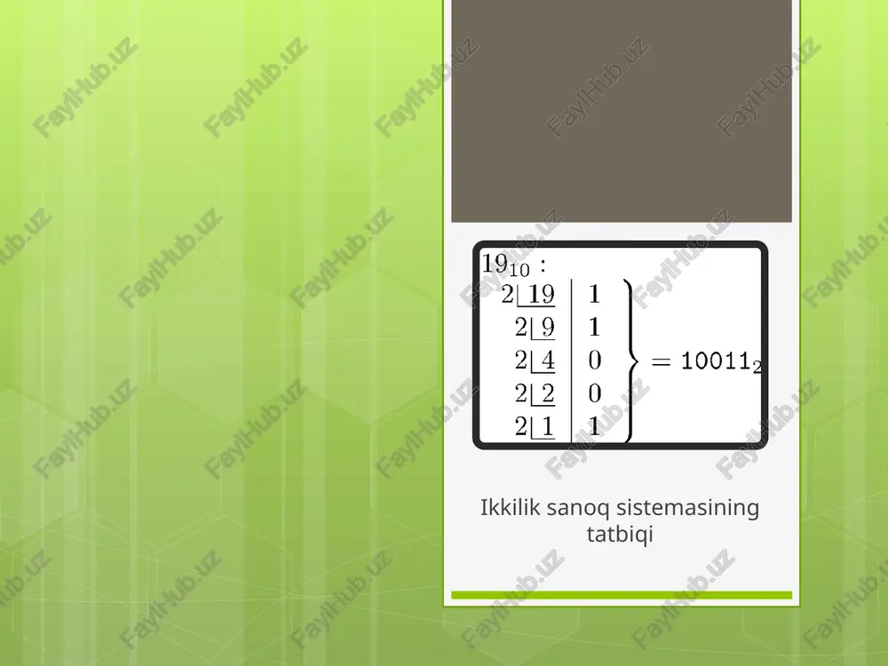 ikkilik sanoq sistemasining tatbiqi — PPTX
