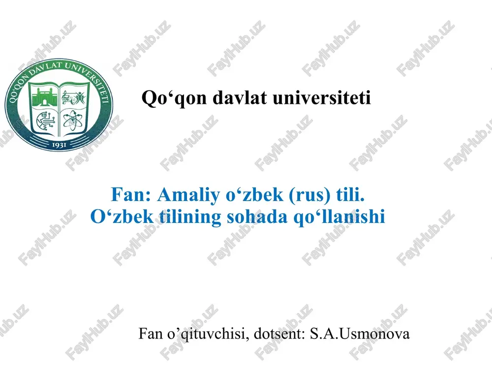 fan: amaliy o‘zbek (rus) tili — PPTX