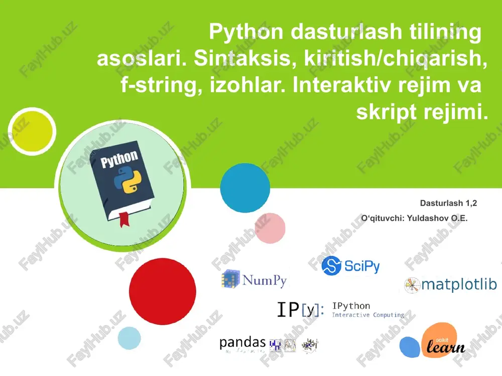 pythonda dasturlash asoslari — PPTX