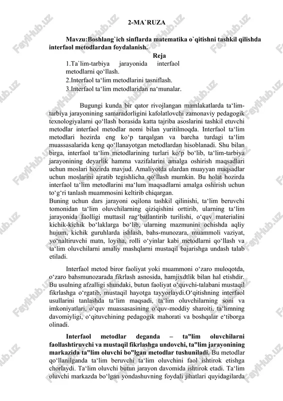 interfaol ta‘lim metodlari — DOCX