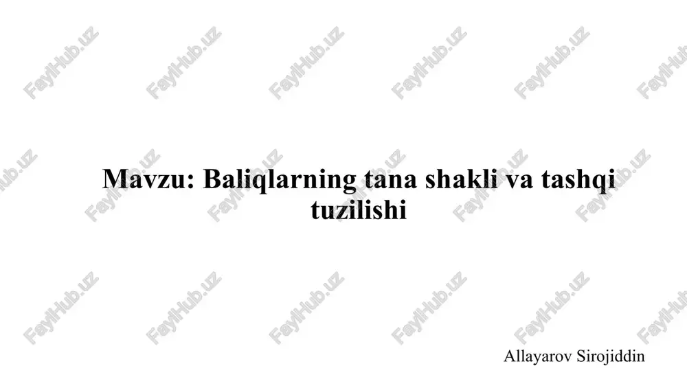 baliqlarning tanashakli va tashqit uzilishi — PPTX