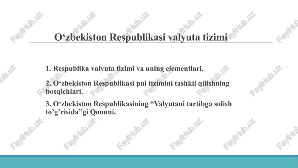 oʻzbekiston respublikasi valyuta tizimi — PPTX