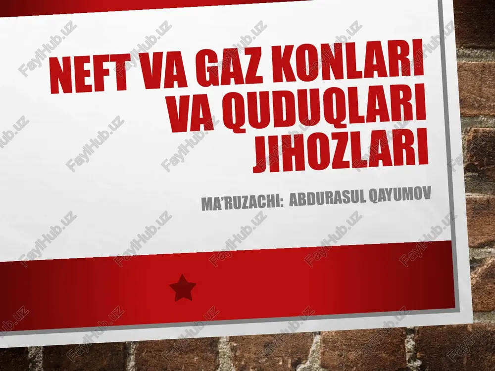 neft va gazkonlarining mashina va mexanizmlari — PPTX