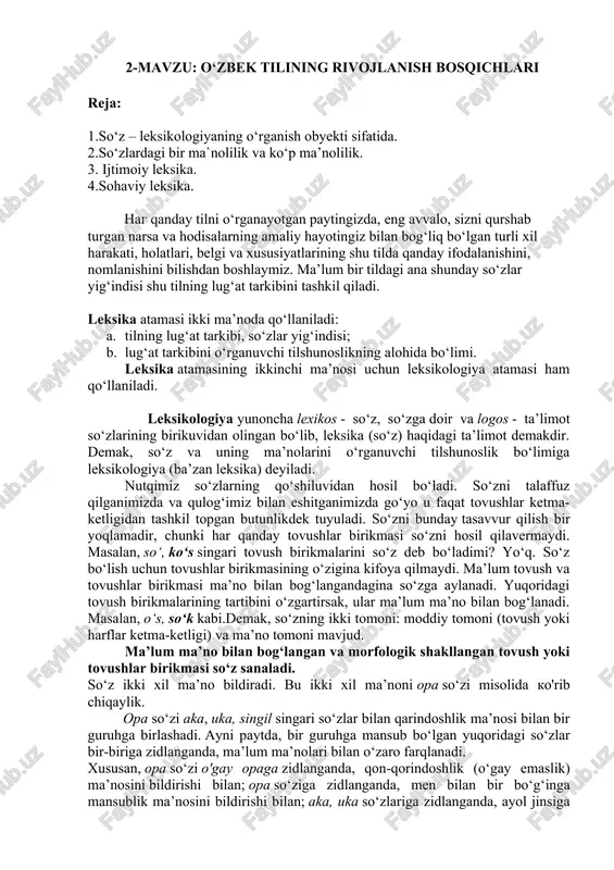 o‘zbek tilining rivojlanish bosqichlari — DOCX