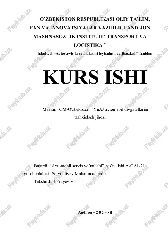 gm-o'zbekiston yuaj avtomabil divgatellarini tashxislash jihozi — DOCX