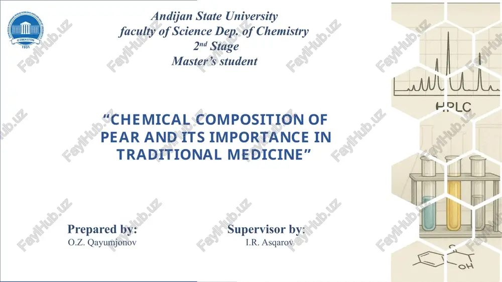 chemical composition of pear and its importance in traditional medicine — PPTX