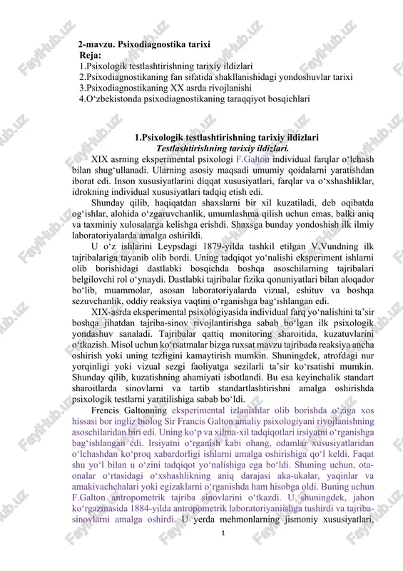 psixodiagnostika tarixi — DOCX