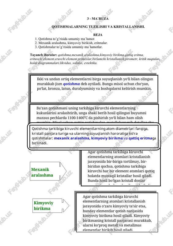 qotishmalarning tuzilishi va kristallanishi — DOCX