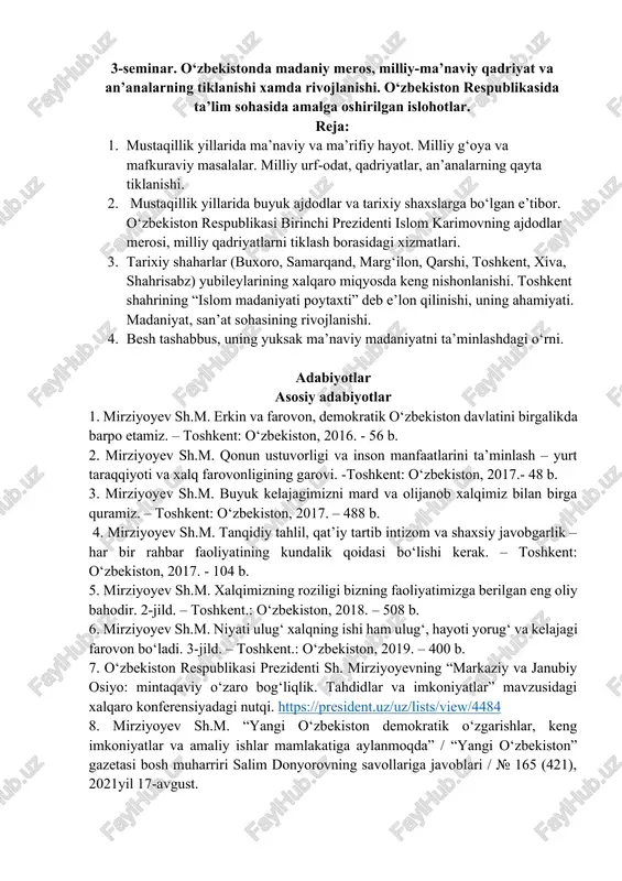 mustaqillik yillarida milliy-ma'naviy qadriyatlar — DOCX