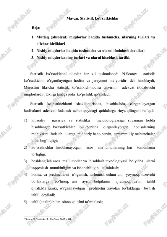 statistik ko’rsatkichlar — DOCX