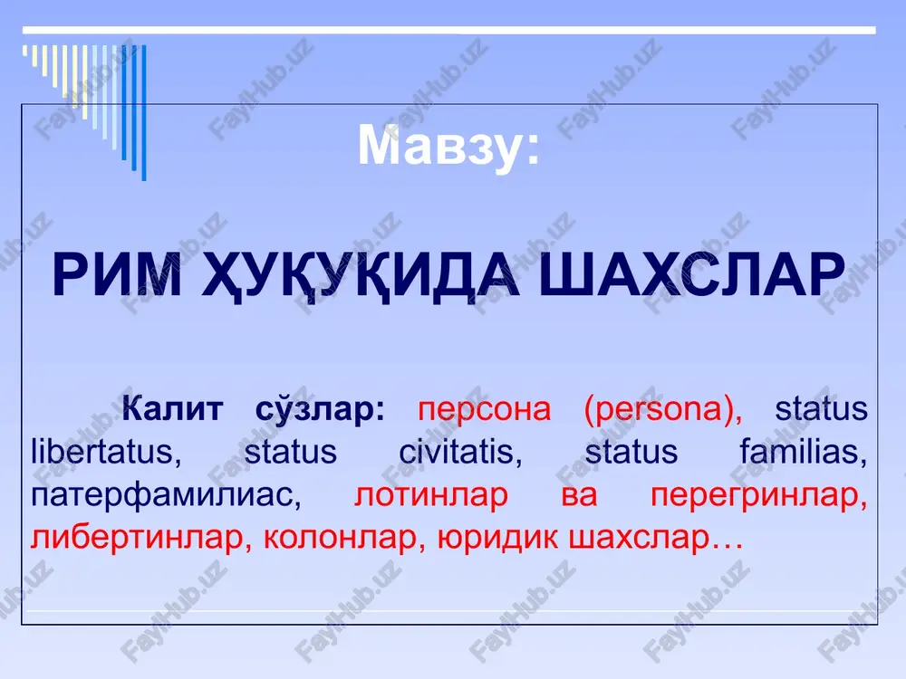 rim huquqida shaxslar — PPTX