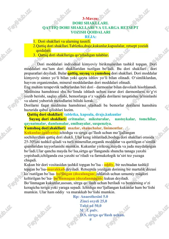 dori shakllari — DOCX
