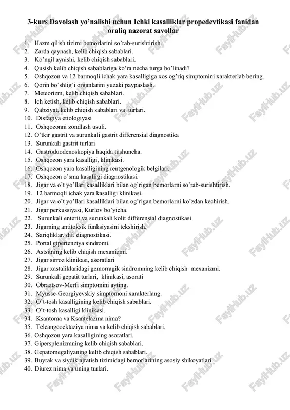 ichki kasalliklar propedevtikasi — DOCX