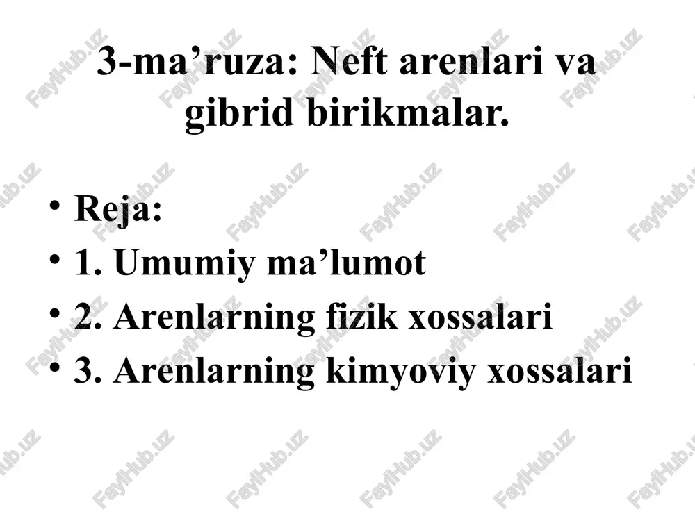 neftarenlar va ularning birikmalarining kimyoviy xossalari — PPTX