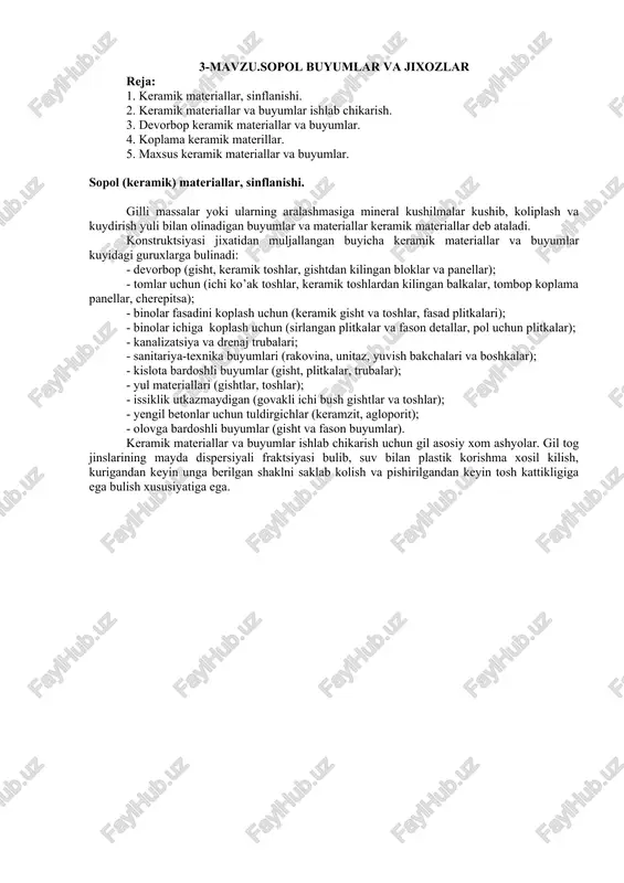 sopol (keramik) materiallar — DOCX