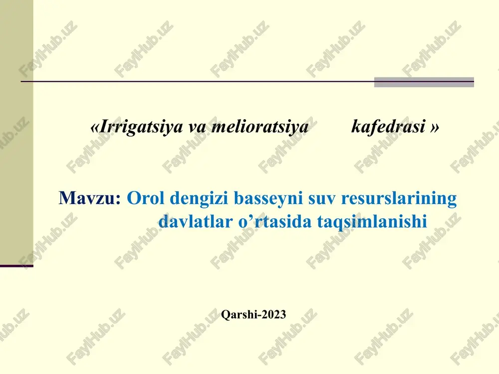 irrigatsiyavamelioratsiya kafedrasi — PPTX
